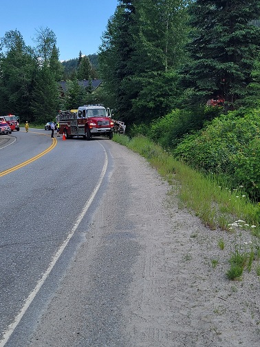Second photo of a Grand Forks ambulance involved in a single vehicle incident near Rossland, BC